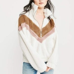 Andree By Unit Half Zip Oversized Colorblock Women's Fleece Sweater Size S